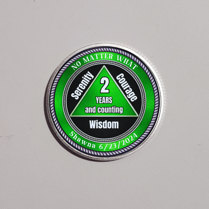 No Matter What AA Recovery Coin With Personalized Name & Date