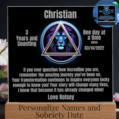 One day at a time - Personalized LED Square Plaque