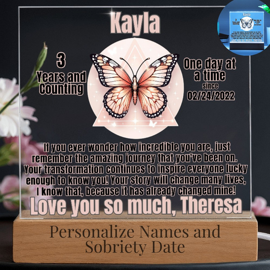 Soft Pink AA Butterfly LED Plaque