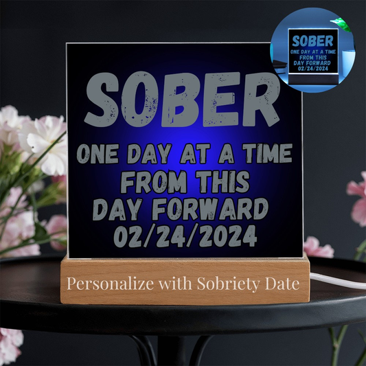 SOBER - Personalized LED Square Plaque