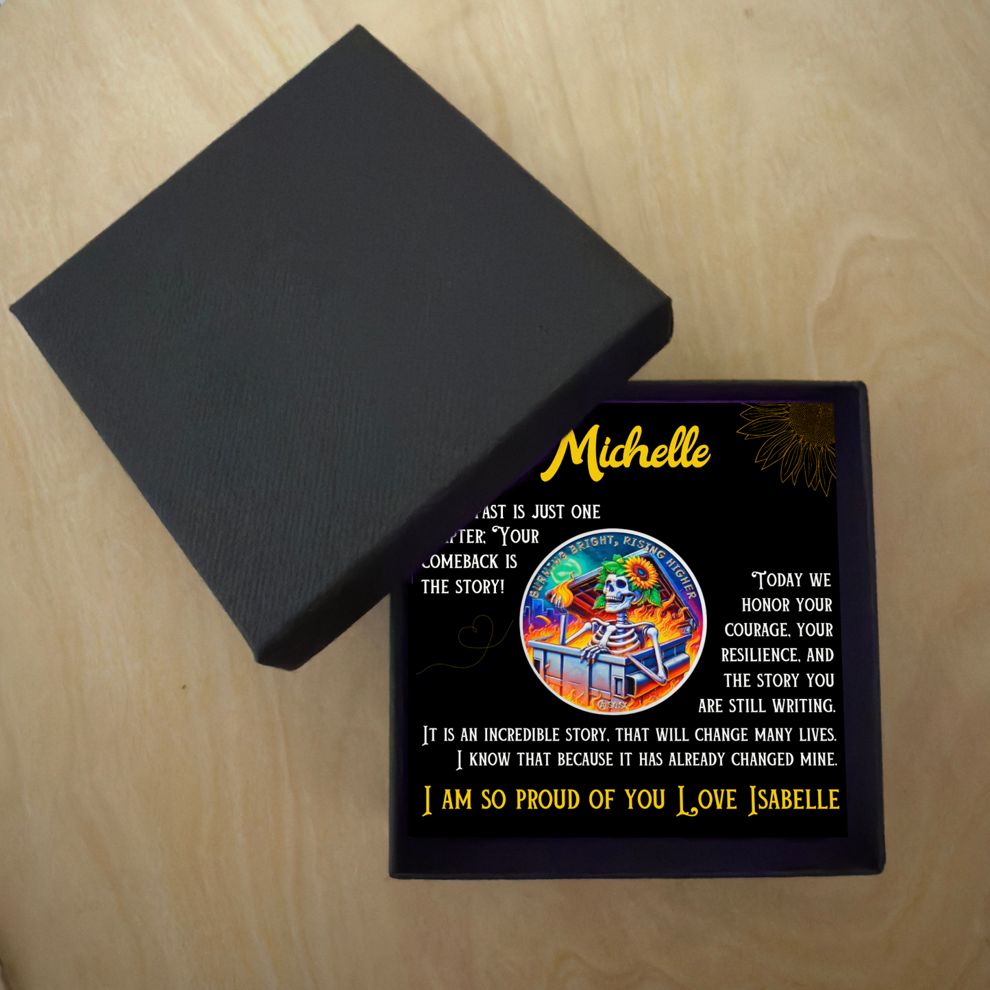 Sunflower Skeleton Sobriety Coin