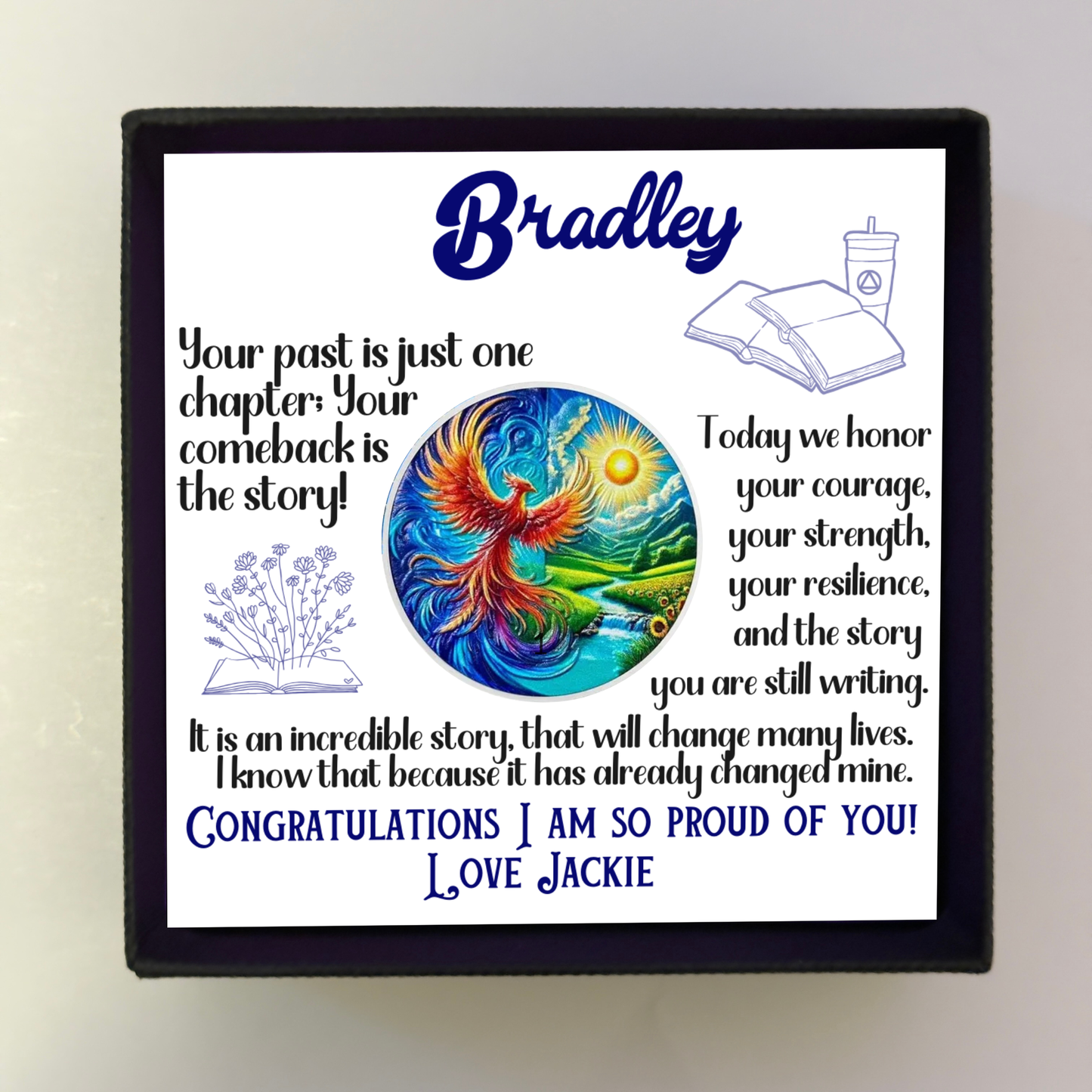 Custom Phoenix Sobriety Coin with Card