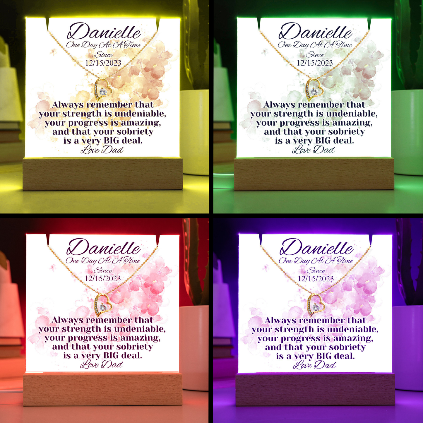 Personalized Sobriety Date Necklace & LED Keepsake