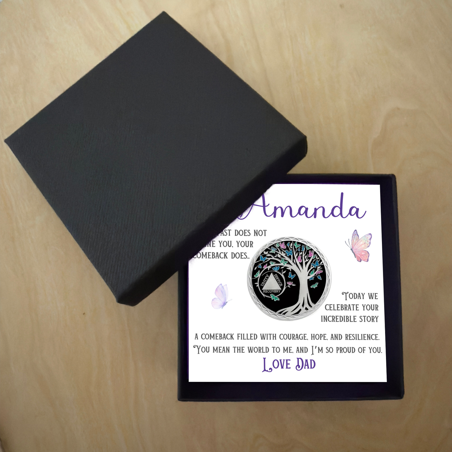 Personalized Sobriety Coin with Card