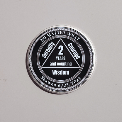 No Matter What AA Recovery Coin With Personalized Name & Date