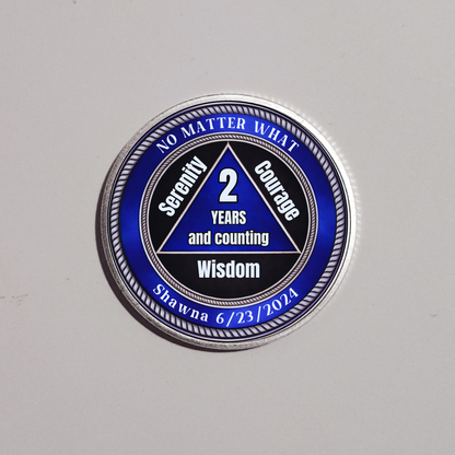 No Matter What AA Recovery Coin With Personalized Name & Date