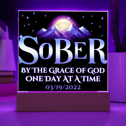 Sober By The Grace Of God - LED Acrylic Plaque