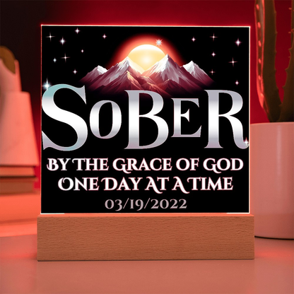 Sober By The Grace Of God - LED Acrylic Plaque
