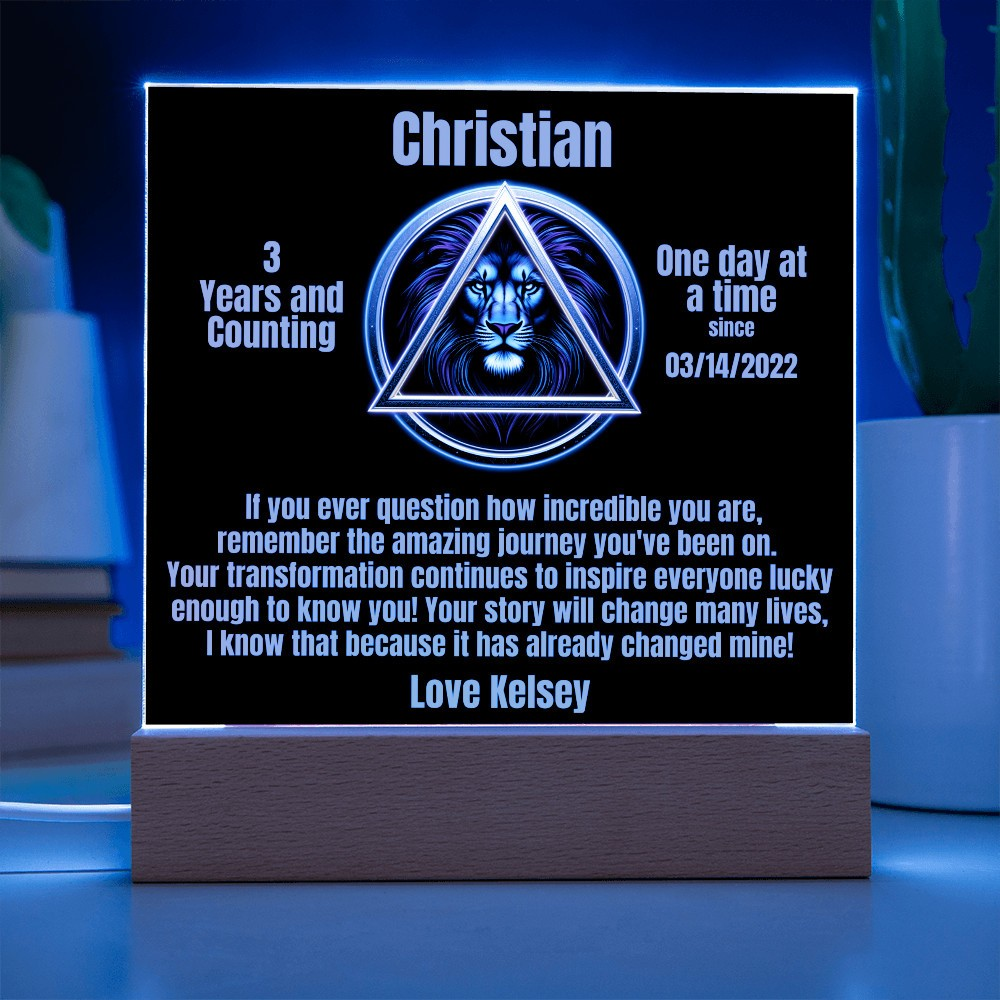 One day at a time - Personalized LED Square Plaque