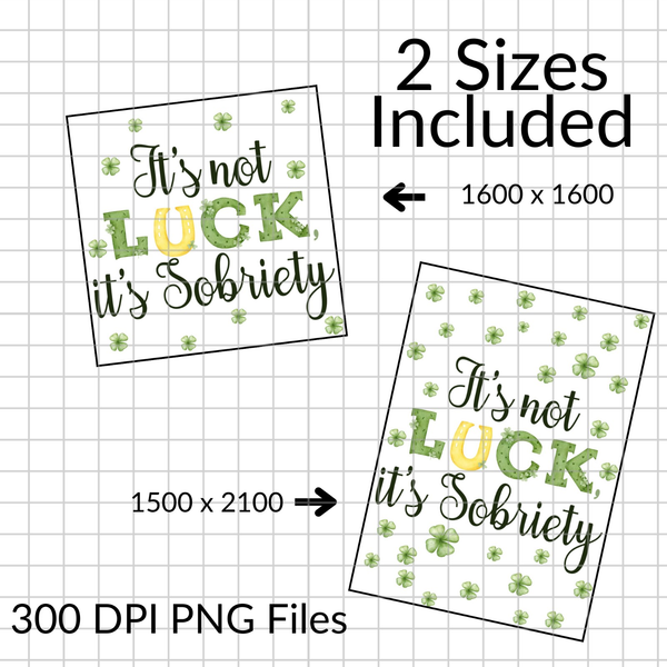 Sobriety quote digital card with clover accents reading “It’s not LUCK, it’s Sobriety”