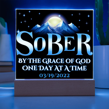 Sober By The Grace Of God - LED Acrylic Plaque