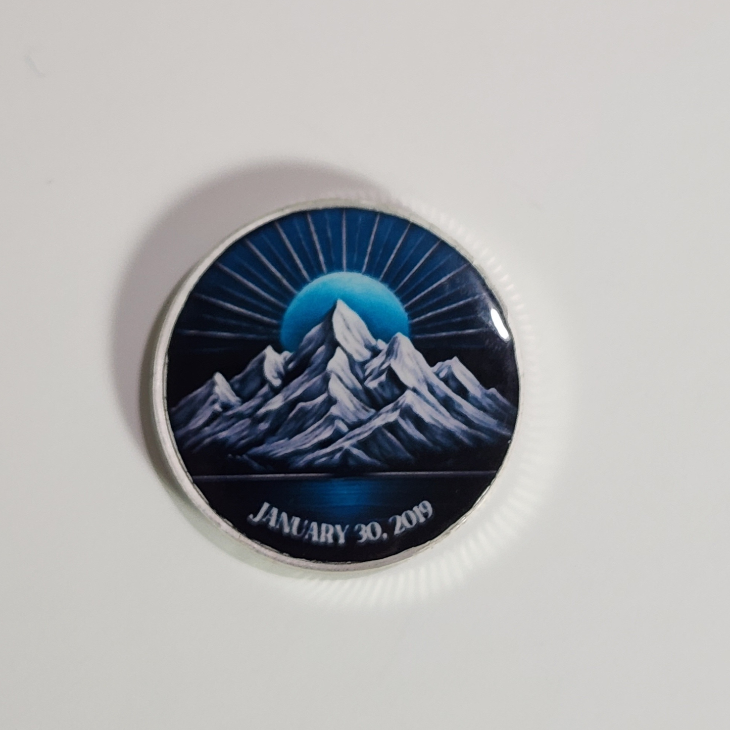 Sobriety Coin With Mountain Sunrise
