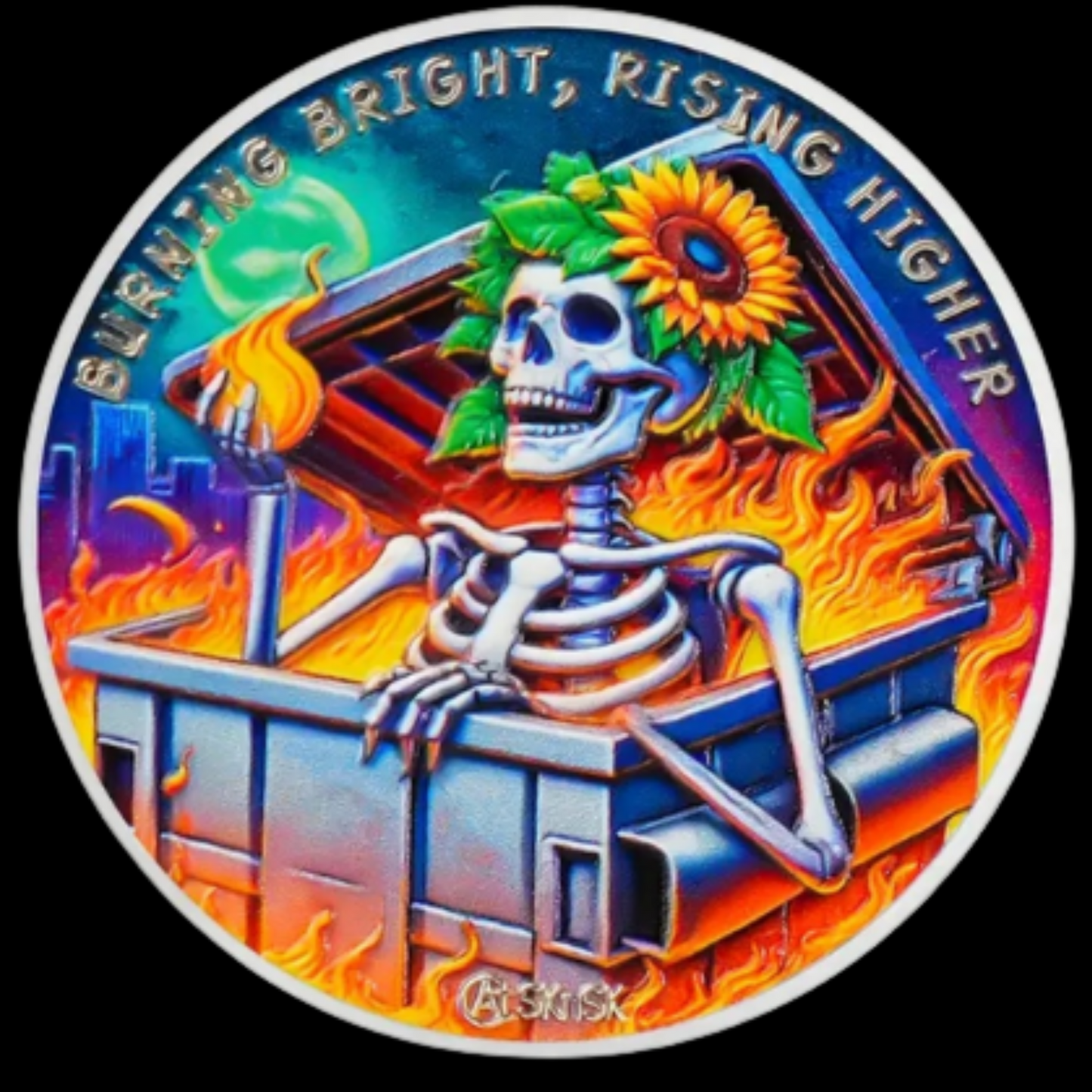 Burning Bright Sobriety Coin – Rising Higher & Serenity Prayer