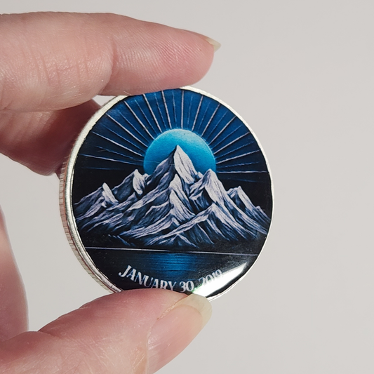 Sobriety Coin With Mountain Sunrise