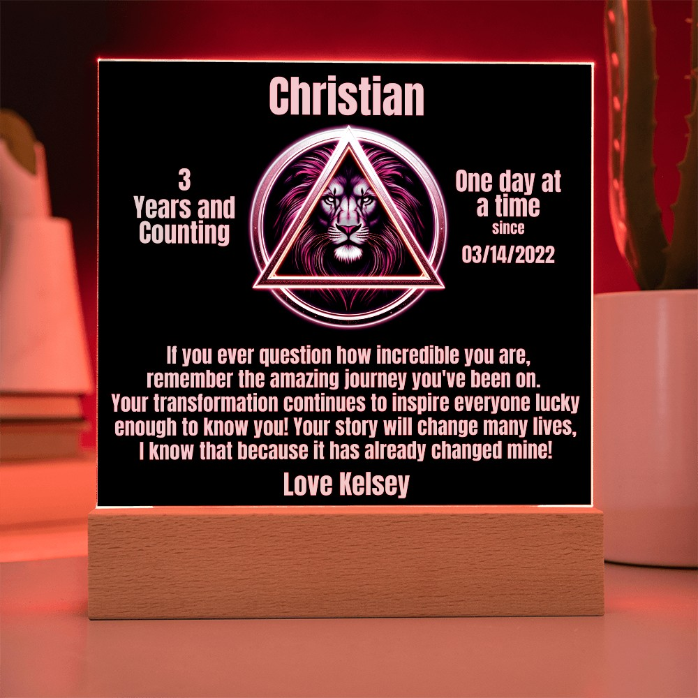 One day at a time - Personalized LED Square Plaque
