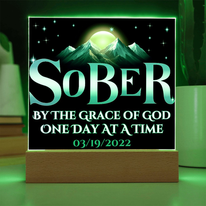 Sober By The Grace Of God - LED Acrylic Plaque