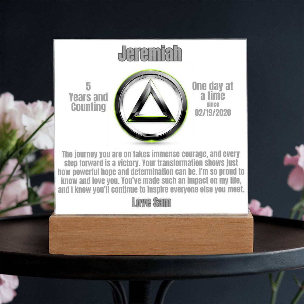 AA Symbol with Name and Date LED Plaque
