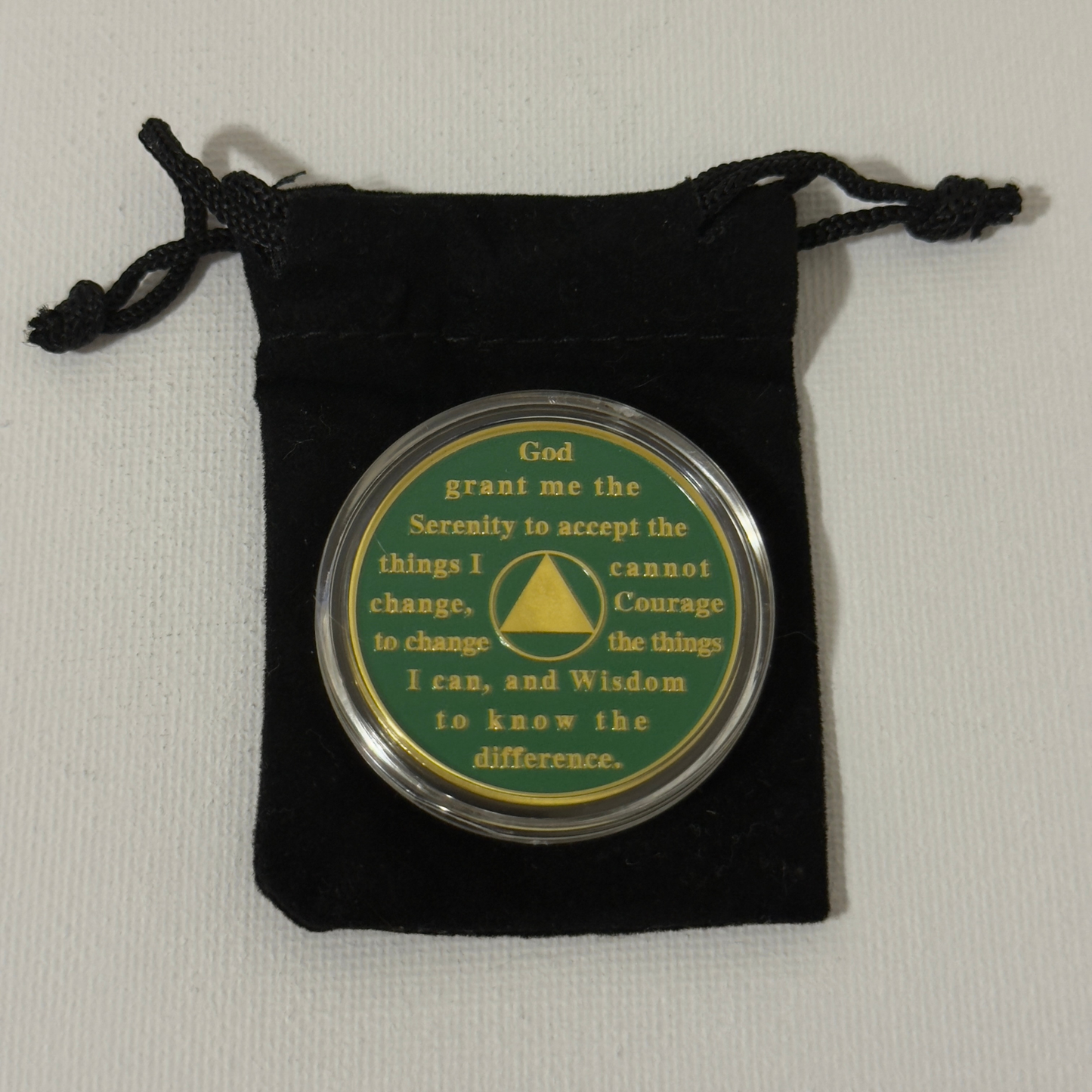 Sobriety Coin with Rainbow Cabin Scene