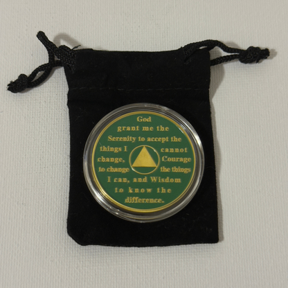 Sobriety Coin with Rainbow Cabin Scene