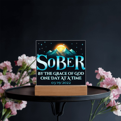 Sober By The Grace Of God - LED Acrylic Plaque