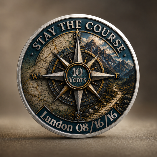 Stay The Course Recovery Coin ~ Compass Design Medallion