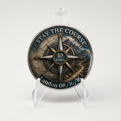 Stay The Course Recovery Coin ~ Compass Design Medallion