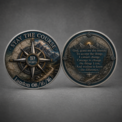Stay The Course Recovery Coin ~ Compass Design Medallion