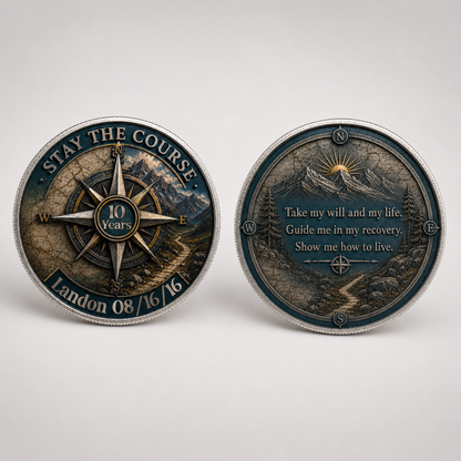Stay The Course Recovery Coin ~ Compass Design Medallion