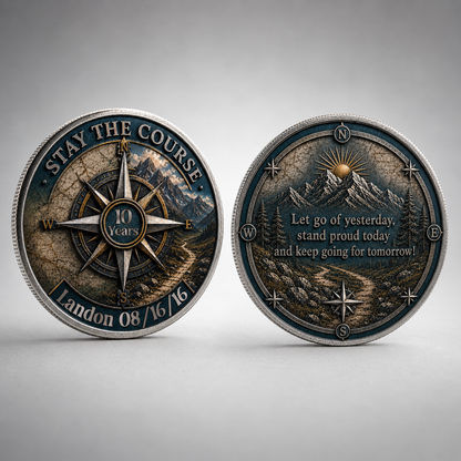 Stay The Course Recovery Coin ~ Compass Design Medallion
