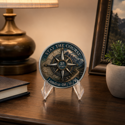 Stay The Course Recovery Coin ~ Compass Design Medallion