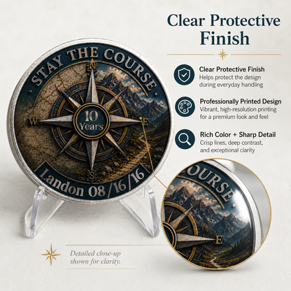 Stay The Course Recovery Coin ~ Compass Design Medallion