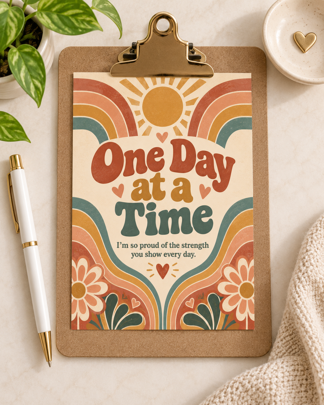 One Day at a Time – Free Printable & Digital Encouragement Card