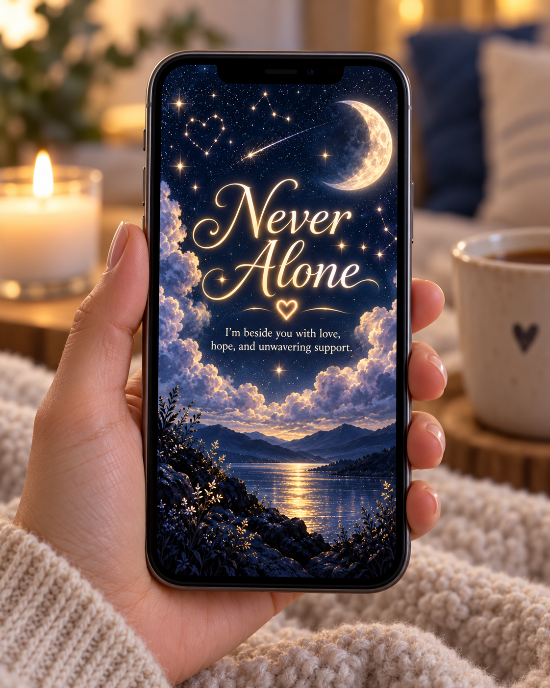 Never Alone (Starry Night) – Free Printable & Digital Encouragement Card
