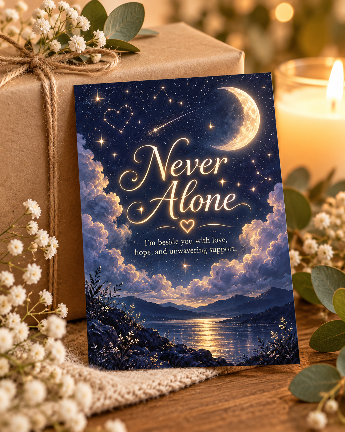 Never Alone (Starry Night) – Free Printable & Digital Encouragement Card