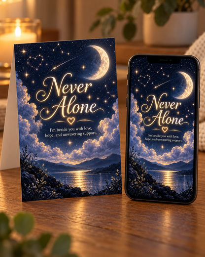 Never Alone (Starry Night) – Free Printable & Digital Encouragement Card