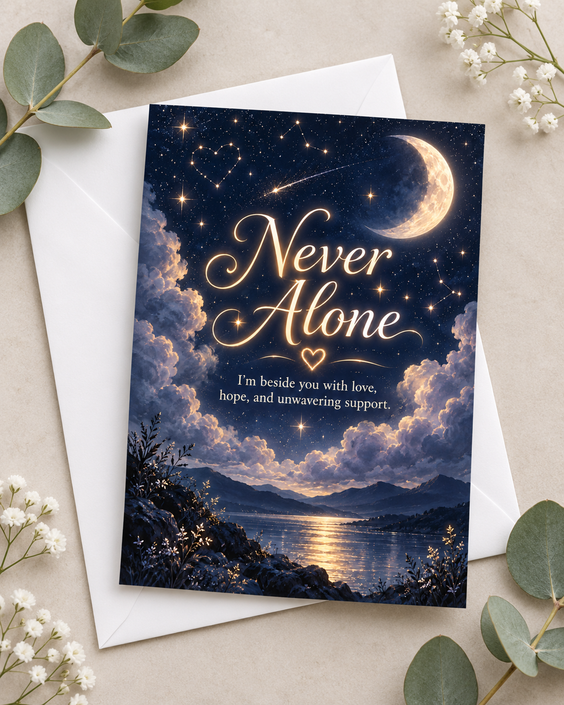 Never Alone (Starry Night) – Free Printable & Digital Encouragement Card