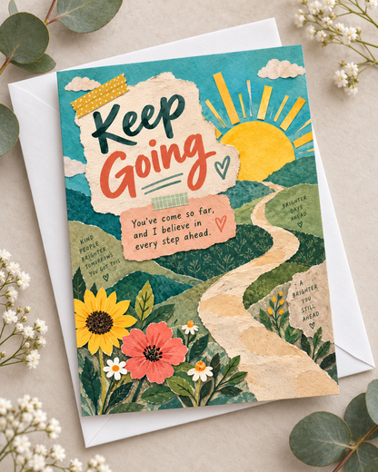 Keep Going (Sunshine & Flowers) – Free Printable & Digital Encouragement Card