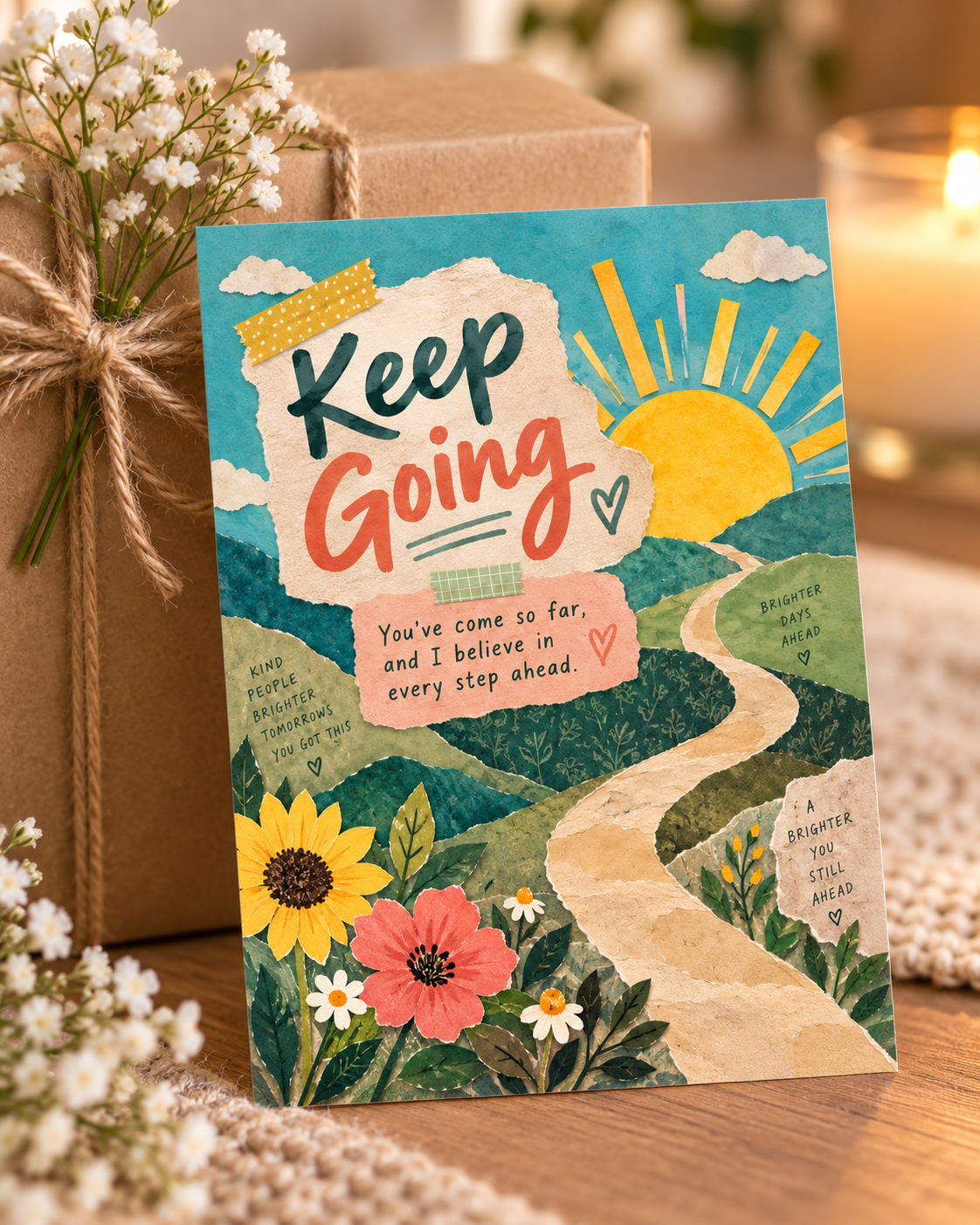Keep Going (Sunshine & Flowers) – Free Printable & Digital Encouragement Card