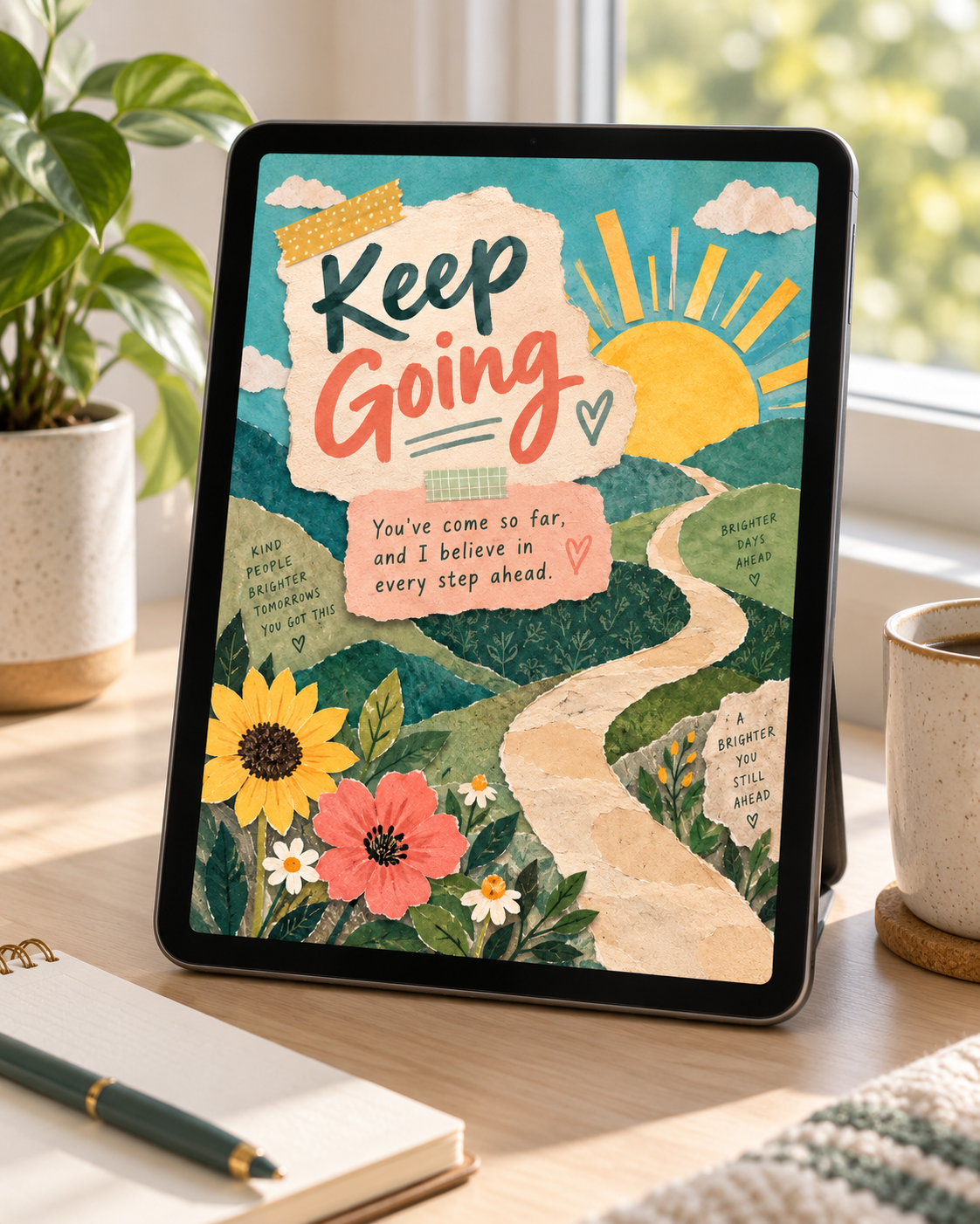 Keep Going (Sunshine & Flowers) – Free Printable & Digital Encouragement Card
