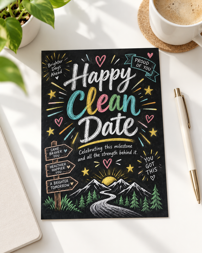 Happy Clean Date – Free Printable & Digital Recovery Card