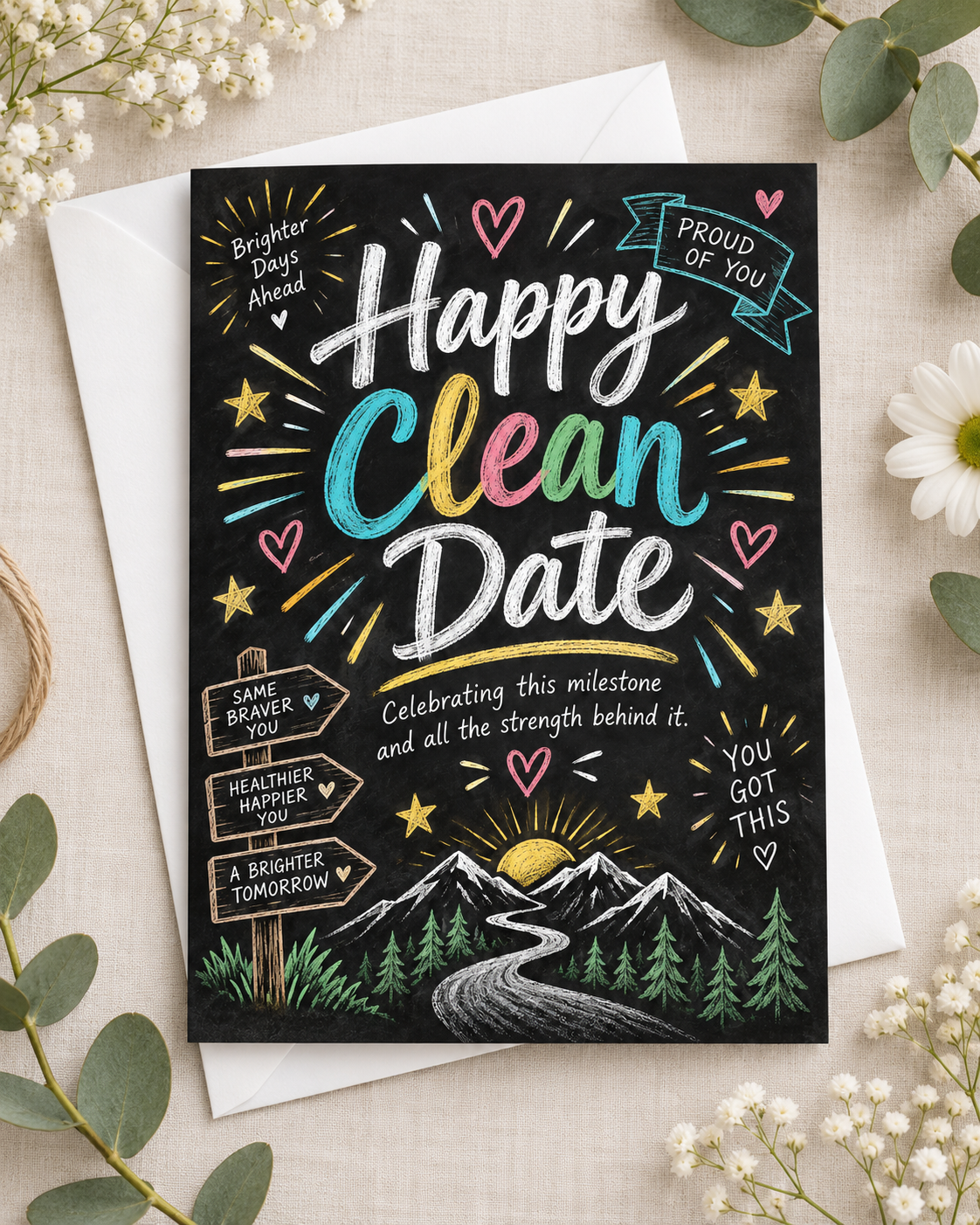 Happy Clean Date – Free Printable & Digital Recovery Card