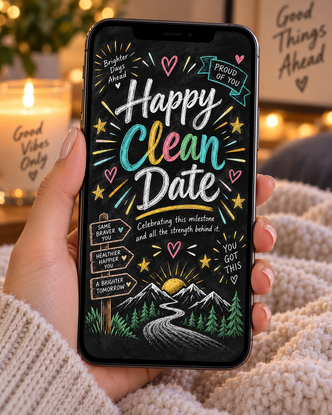 Happy Clean Date – Free Printable & Digital Recovery Card