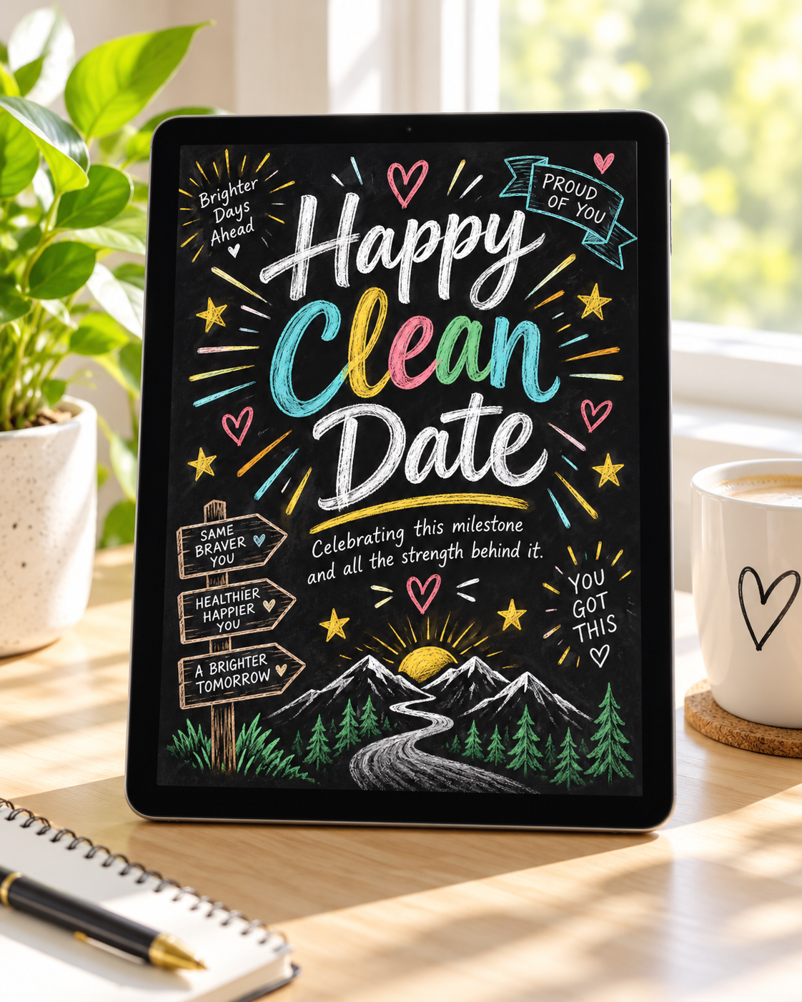 Happy Clean Date – Free Printable & Digital Recovery Card