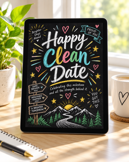 Happy Clean Date – Free Printable & Digital Recovery Card