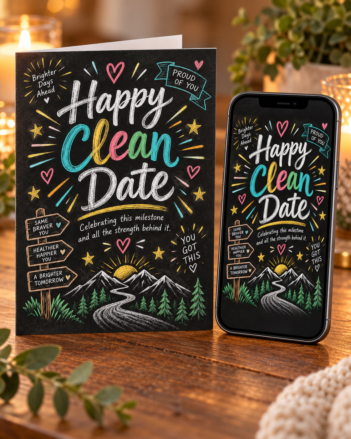 Happy Clean Date – Free Printable & Digital Recovery Card