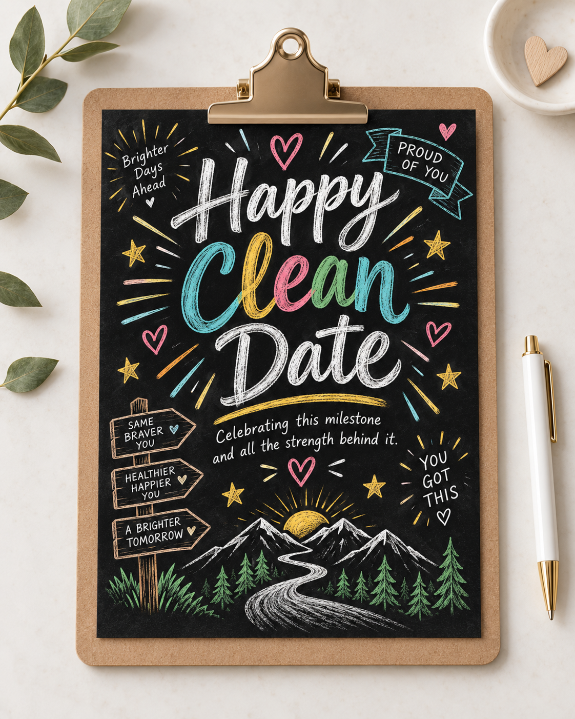 Happy Clean Date – Free Printable & Digital Recovery Card