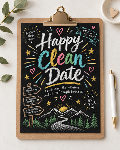 Happy Clean Date – Free Printable & Digital Recovery Card