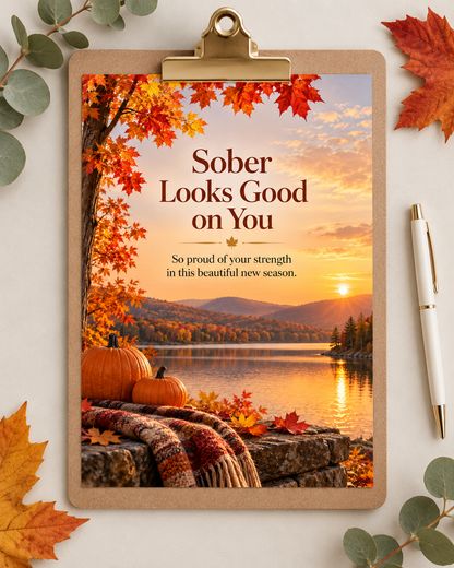 Sober Looks Good on You (Autumn) – Free Printable & Digital Recovery Card