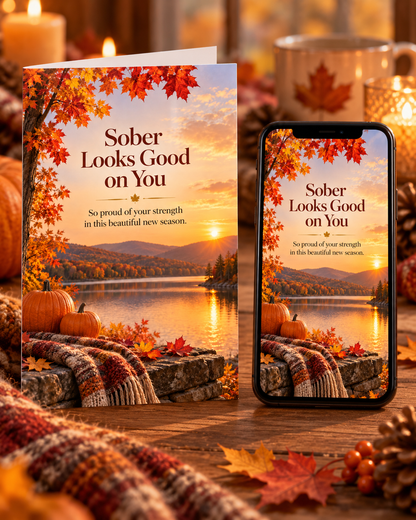 Sober Looks Good on You (Autumn) – Free Printable & Digital Recovery Card