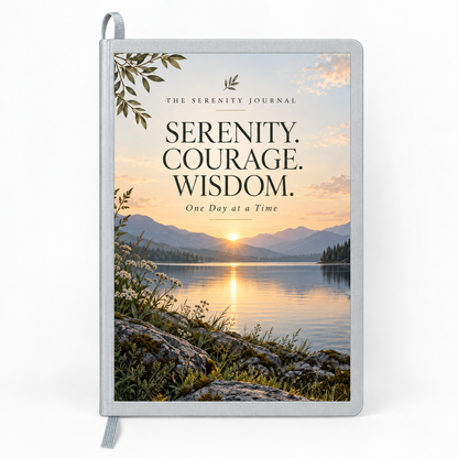 Serenity Courage Wisdom Recovery Journal – One Day at a Time Hardcover Sobriety Notebook